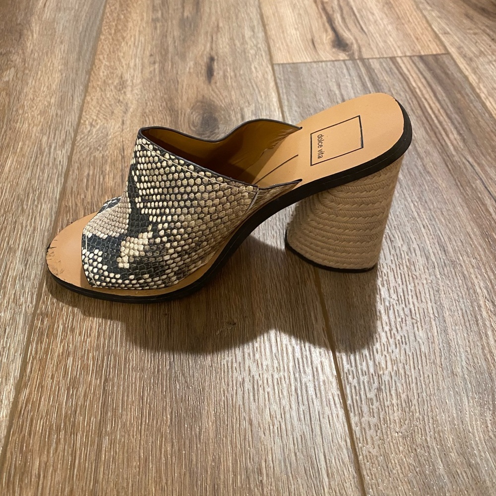 Dolce Vita snakeskin heeled mules